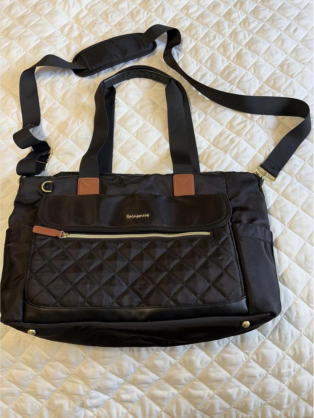 Rainsmore Black Quilted Nylon Tote Bag